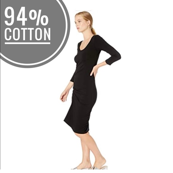 🇺🇸 MICHAEL STARS 3/4 sleeve MIDI Dress black - Picture 1 of 11